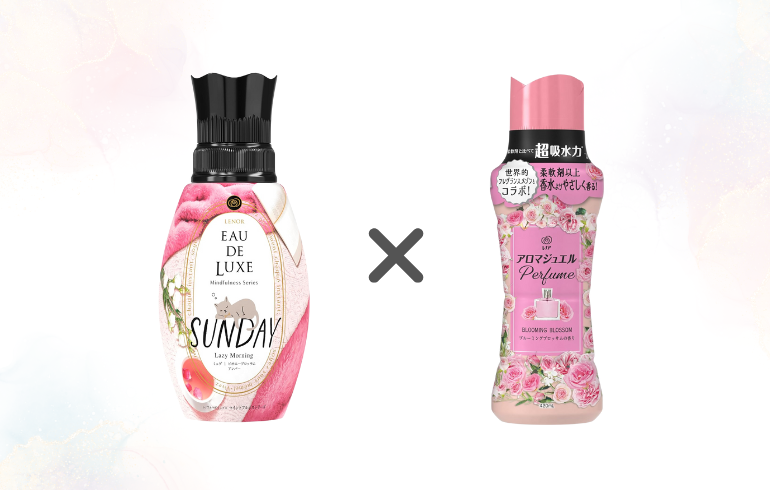 レノア EAU DE LUXE SUNDAY Lazy Morning × レノア アロマジュエル ブルーミングブロッサム 正面2