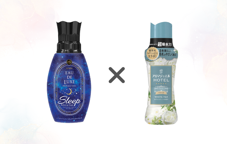 レノア EAU DE LUXE Sleep リラックスナイト × レノア アロマジュエル フレグランスメゾン ホワイトティー 正面2