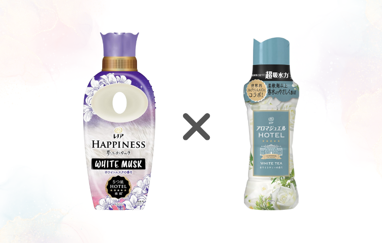 レノア Happiness ホワイトムスク × レノア アロマジュエル フレグランスメゾン ホワイトティー 正面1