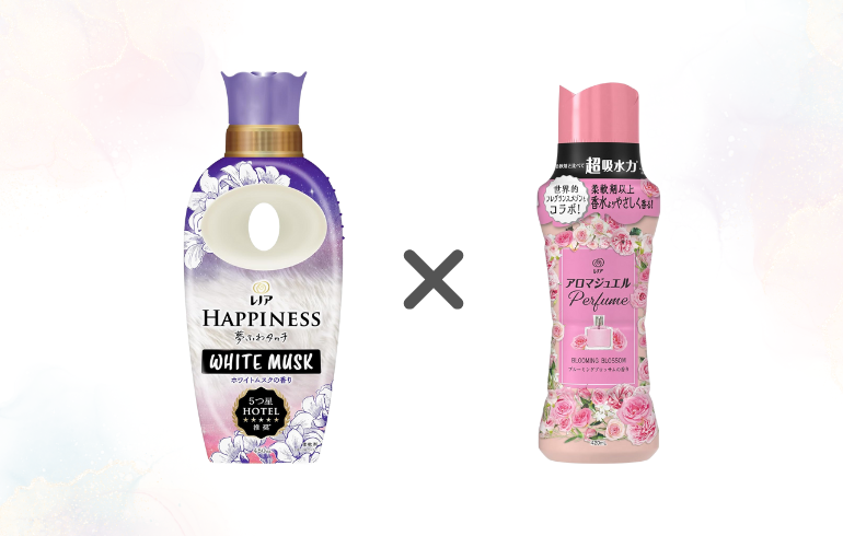 レノア Happiness ホワイトムスク × レノア アロマジュエル ブルーミングブロッサム 正面2