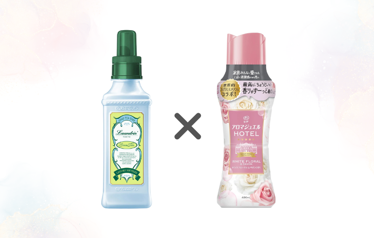 ランドリン グリーンティー × レノア アロマジュエル ホワイトフローラル＆サボン 正面 -2025-10