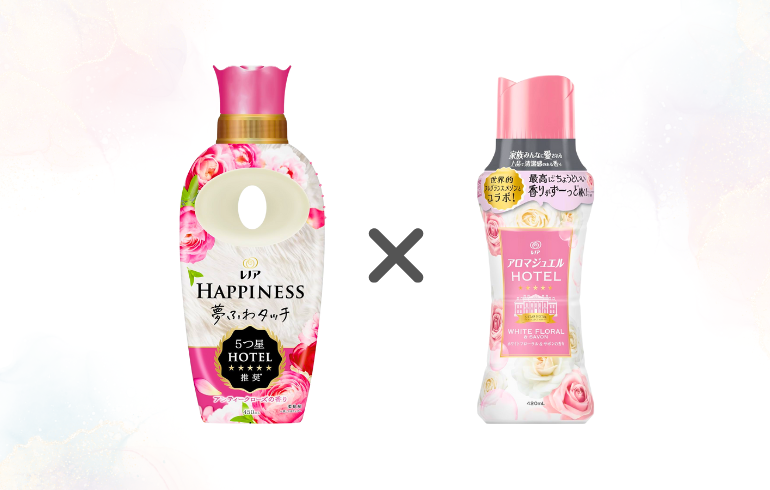 レノア Happiness アンティークローズ × レノア アロマジュエル ホワイトフローラル＆サボン 正面 -2025-10