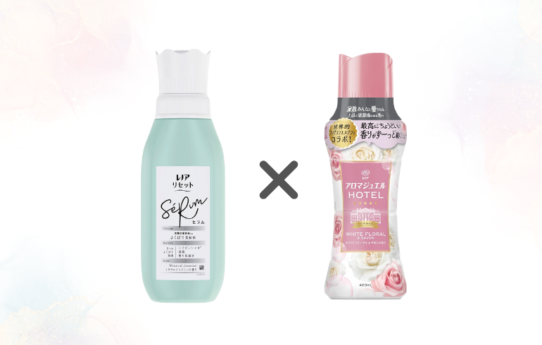 レノア リセット セラム ミネラルジャスミン × レノア アロマジュエル ホワイトフローラル＆サボン 正面 - 2025-10