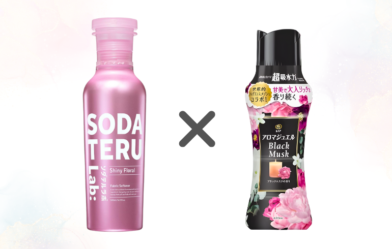 ソダテルラボ シャイニーフローラル × レノア アロマジュエル ブラックムスク 正面 -2025-11